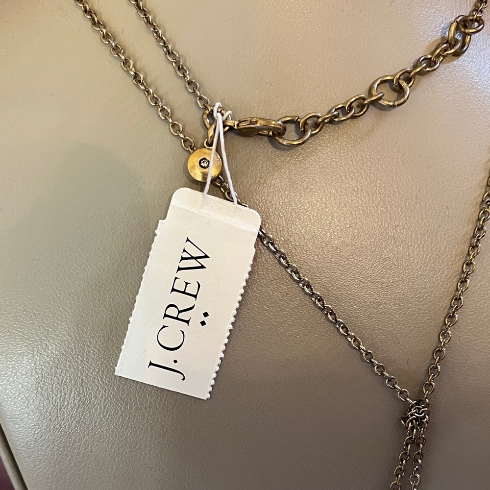 NWT J Crew Gold Tone and Rhinestone Long Tassel Necklace - Picture 2 of 7